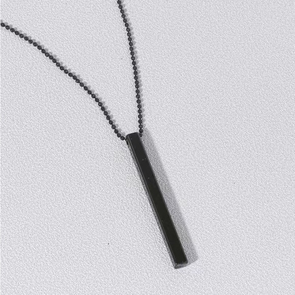NEW Men’s 2 Pack Rectangle Iron Metal Pendant with Cuban Chain Necklace (26.8in) - Picture 3 of 7